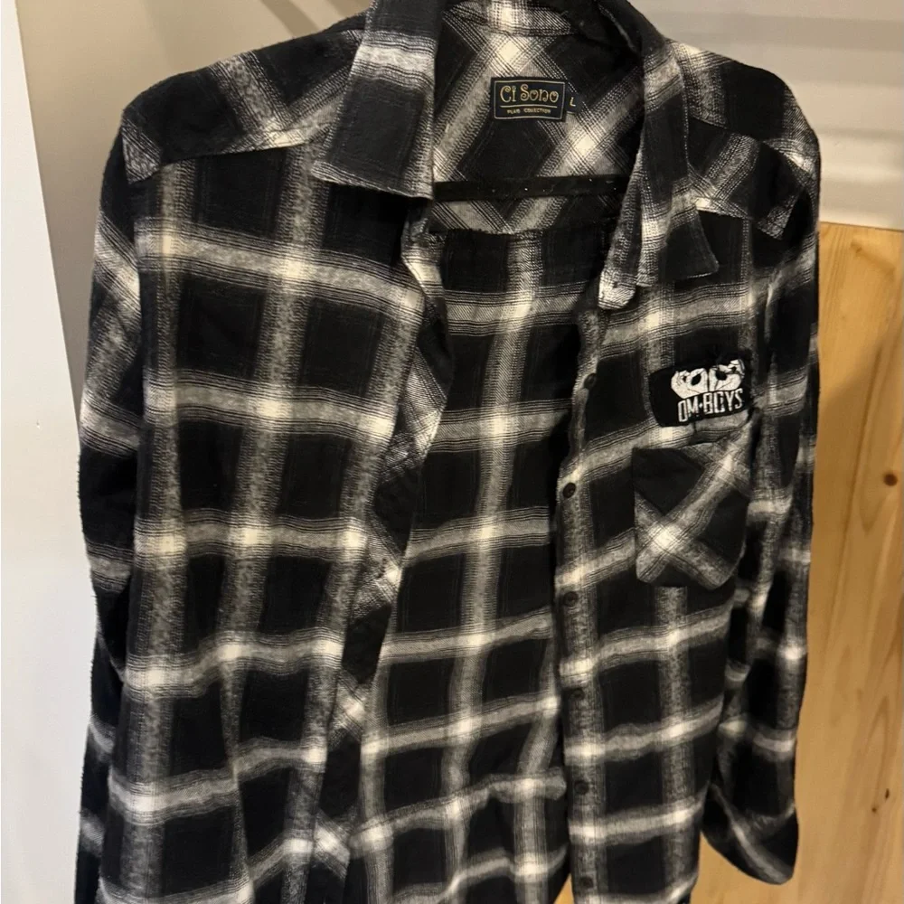 OM BOYS Black and White Plaid Shirt - Picture 2 of 2